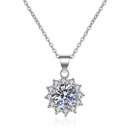 925 Sterling Silver Necklace For Women Round Pendent Sparkling Pave CZ Necklace Fashion Anniversary Birthday Jewelry Gifts N325 PlatiNum