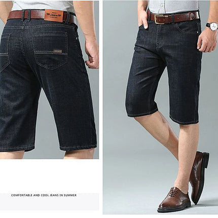 Pantaloncini di jeans da uomo estivi Nuovo stile Ricamo sottile Business Casual Jeans corti dritti Abbigliamento di marca maschile azzurro cielo