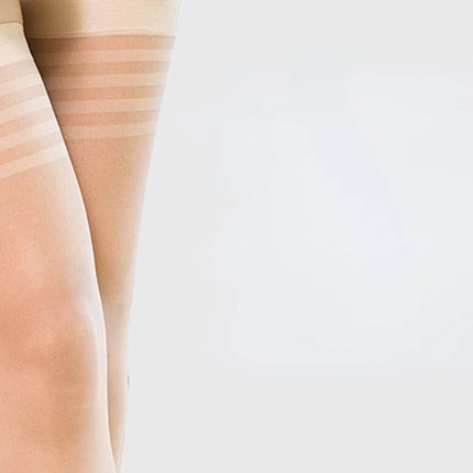 Calze sexy da donna Lingerie a righe nere bianche pelle sopra il ginocchio Collant estivo calze di seta trasparenti a rete ultrasottile