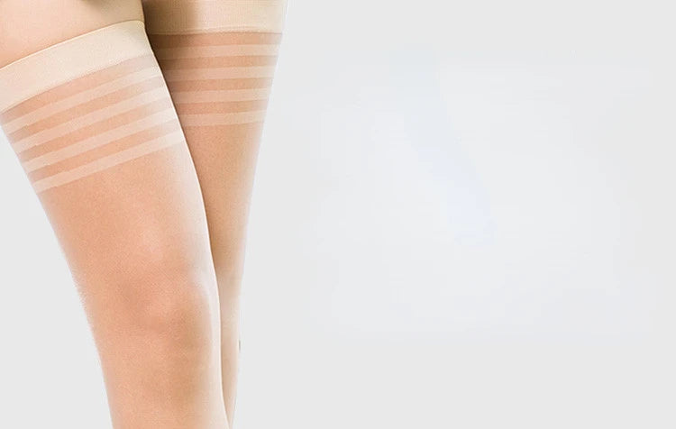 Calze sexy da donna Lingerie a righe nere bianche pelle sopra il ginocchio Collant estivo calze di seta trasparenti a rete ultrasottile