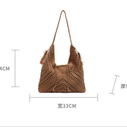 Casual Summer Crochet Crossbody Bag, Boho Style Vacation Beach Tote, Fashion Woven Bag, Knitted Design Handbags for Travel
