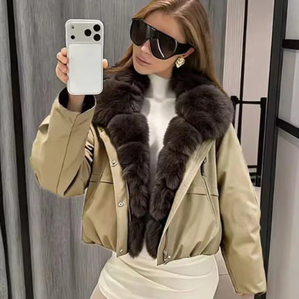 ZADORIN 2026 Detachable Faux Fur Collar Short Parka Winter Jackets Women Elegant Loose Cotton Padded Outerwear Warm Women Coats