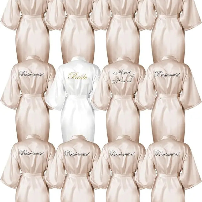 12 Pieces Bridesmaid Wedding Kimono Robes for Wedding Day Bridal Party Satin Embroidered Gowns