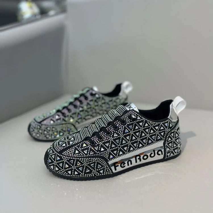 Sneakers Casual Men Designer Punk Bling Board Shoes Fashion Leather Mesh Breathable Increased Internal Flat Platform Sport Shoes