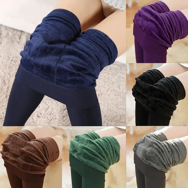 Sexy Women Thermal Leggings Winter Warm Elastic Translucent Pantyhose Female Fleece Thermal High Waist Slim Thicken Tight Pants PlatiNum