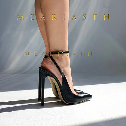 2025 Sandali a punta sexy con tacco ultra alto eleganti sandali estivi in vernice con reggicalze tacchi alti abito alla moda scarpe da donna per banchetti