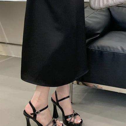 Liyke 2026 Nouveaux Sandales compensées à talons hauts Strass Sangle de cheville Bout ouvert Chaussures de soirée de mariage Femme Or