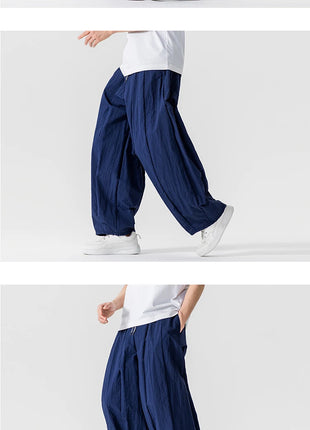 Pantaloni Uomo Nuova Estate Pantaloni larghi leggeri e sottili in vita elastica Sport all'aria aperta maschili Pantaloni larghi casual oversize da uomo Streetwear