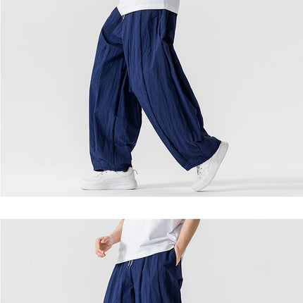 Pantaloni Uomo Nuova Estate Pantaloni larghi leggeri e sottili in vita elastica Sport all'aria aperta maschili Pantaloni larghi casual oversize da uomo Streetwear
