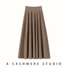2025 New Grace Women's Cashmere Long Pleated Skirt Autumn Winter Office Lady Cashmere Skirt 100% Cashmere Pupular Dress Skirt PlatiNum