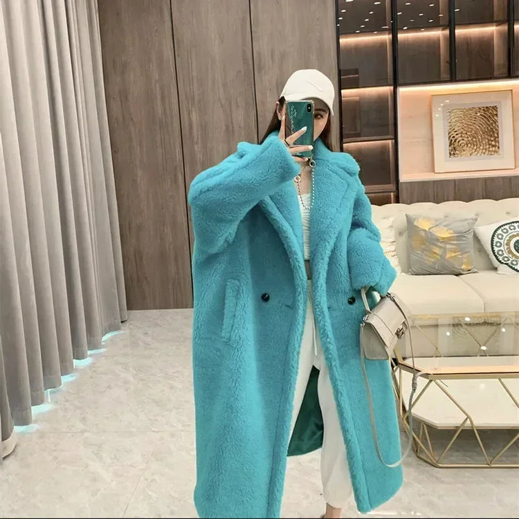 Max Teddy Coat 62% Alpaca 26% Wool 12% Silk Coat Winter Thicken Women's Coat