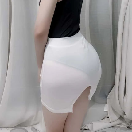 Minigonna Ultra Sottile Trasparente Sexy, Nera a Vita Alta, Aderente, Avvolgente sui Fianchi, per Donna, Moda Clubwear