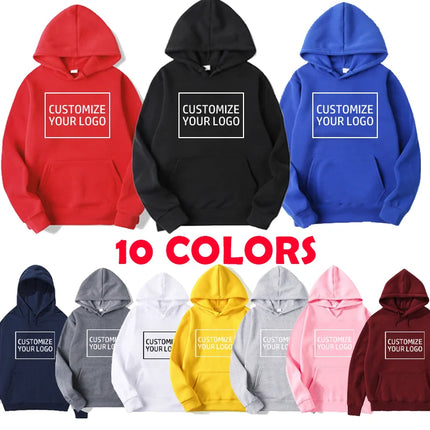 Diy Your Own Design Print Pattern Customize Autumn Long Sleeve Hoodies Solid Color Women Fashion 10 Colors Tops
