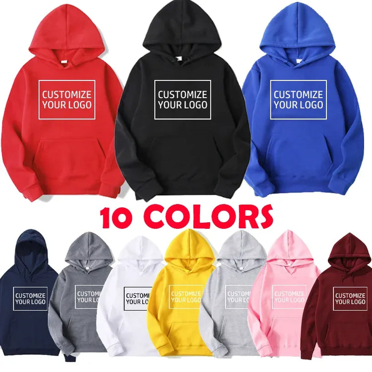 Diy Your Own Design Print Pattern Customize Autumn Long Sleeve Hoodies Solid Color Women Fashion 10 Colors Tops