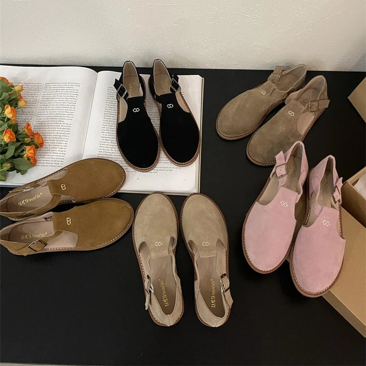 DIMANYU Sandali Retrò Romani Baotou da Donna, Nuovi Modelli Estivi 2026, in Vera Pelle Smerigliata, Scarpe Basse da Donna, Sandali Traforati