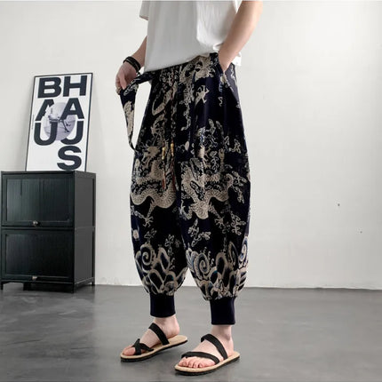 Pantaloni Estivi da Uomo 2026 in Cotone Leggero Sottile Comodi da Spiaggia, Pantaloni Larghi Casual Hip Hop Stampati, Pantaloni Jogger Oversize alla Moda