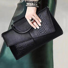 Female Shoulder Messenger Bags Casual Crossbody Bag Black PU Leather 2024Trend Women Stone Print Chain Envelope Clutch Purses PlatiNum