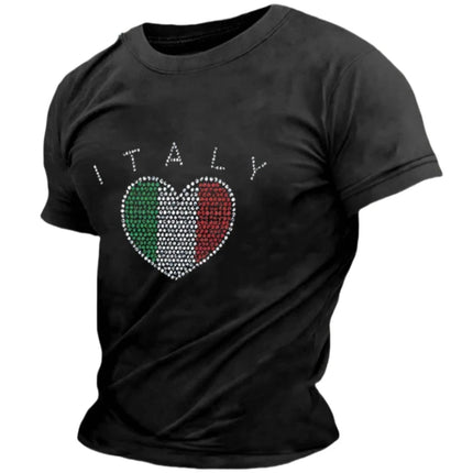 Italian Flag Simple Graphic T-shirt Fashion Summer Short Sleeve O-Neck 3D Printed T-shirts Casual Streetwear Oversized Men's T-shirt