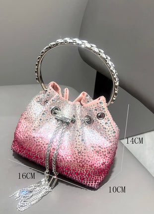 Handle Rhinestones Evening clutch Bag Purses and handbag luxury Designer shoulder bag Shiny Crystal Clutch purse bucket bag PlatiNum