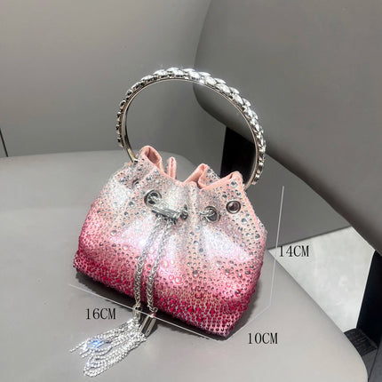 Handle Rhinestones Evening clutch Bag Purses and handbag luxury Designer shoulder bag Shiny Crystal Clutch purse bucket bag PlatiNum