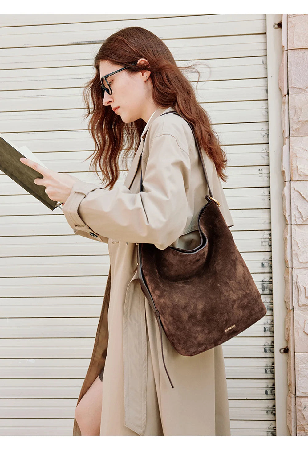 LA FESTIN Original Brand Suede Bag Designer Luxury Bag Bucket Bag Shoulder Crossbody Bag Handbag Women Autumn and Winter Bags