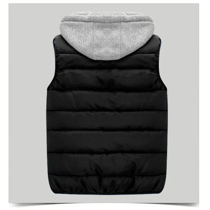 Autumn Winter Mens Warm Down Padded Vests Fashion Men Thermal Windbreaker Waistcoats Men Zipper Hooded Parkas Vests Clothing