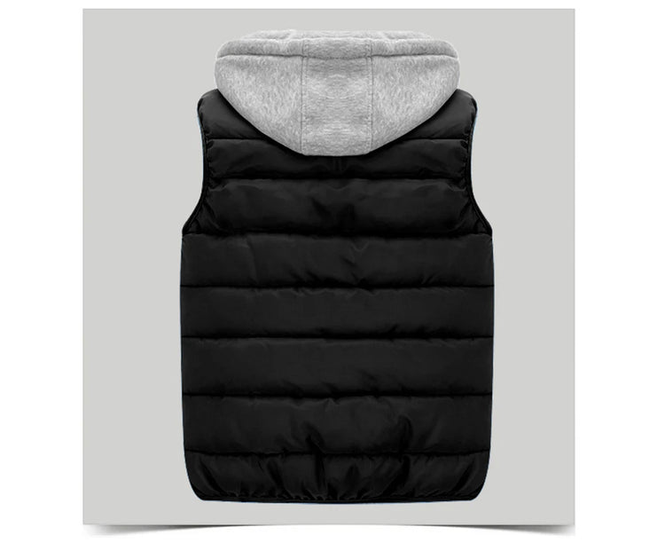 Autumn Winter Mens Warm Down Padded Vests Fashion Men Thermal Windbreaker Waistcoats Men Zipper Hooded Parkas Vests Clothing