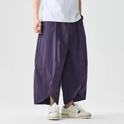 2026 Pantaloni estivi a gamba larga Vendite da uomo Pantaloni casual Stili giapponesi Samurai Costume Harun Pantaloni da uomo Pantaloni lanterna Pantaloni sportivi