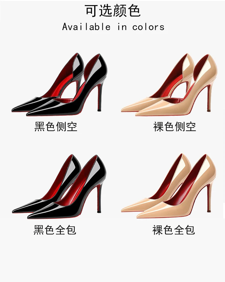 Tacchi da donna 2025 Nuovo marchio di lusso Décolleté Fondo rosso Punta a punta Strass Tacchi alti Elegante stiletto Party Prom Scarpe da donna