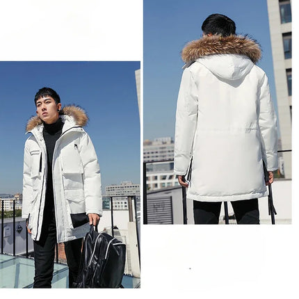 Casual Warm Fashion Coat Big Goose Men's Down Jacket in Winter Korean Version Youth Long Thick Winter Clothing Daily Coat jacket