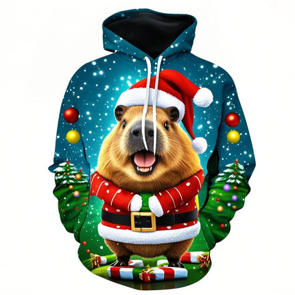 Christmas Funny Animal Capybara 3D Print Hoodies Men Women Streetwear Sweatshirts Pullovers Hoodie Tracksuits Tops Man Clothing