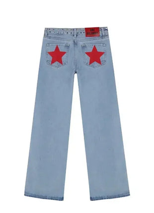 Y2k One Dilemma Pantaloni in denim Stampa leopardata Stella Jeans a gamba larga Streetwear Jeans larghi a vita alta Harajuku Abbigliamento donna gotico