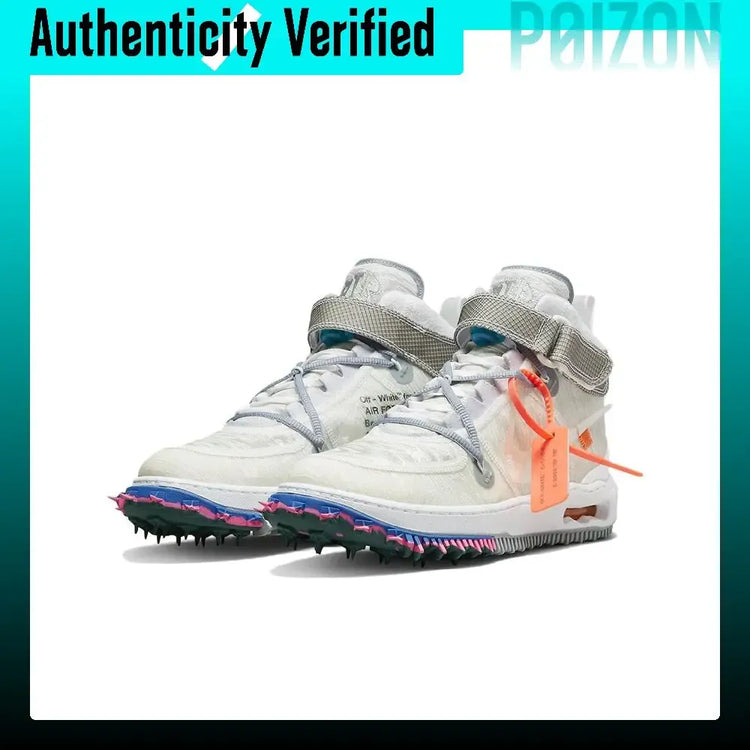 OFF-WHITE X Nike Air Force 1 Skate Shoes Unisex Mid-top White/Gray/Blue/Pink DO6290-100