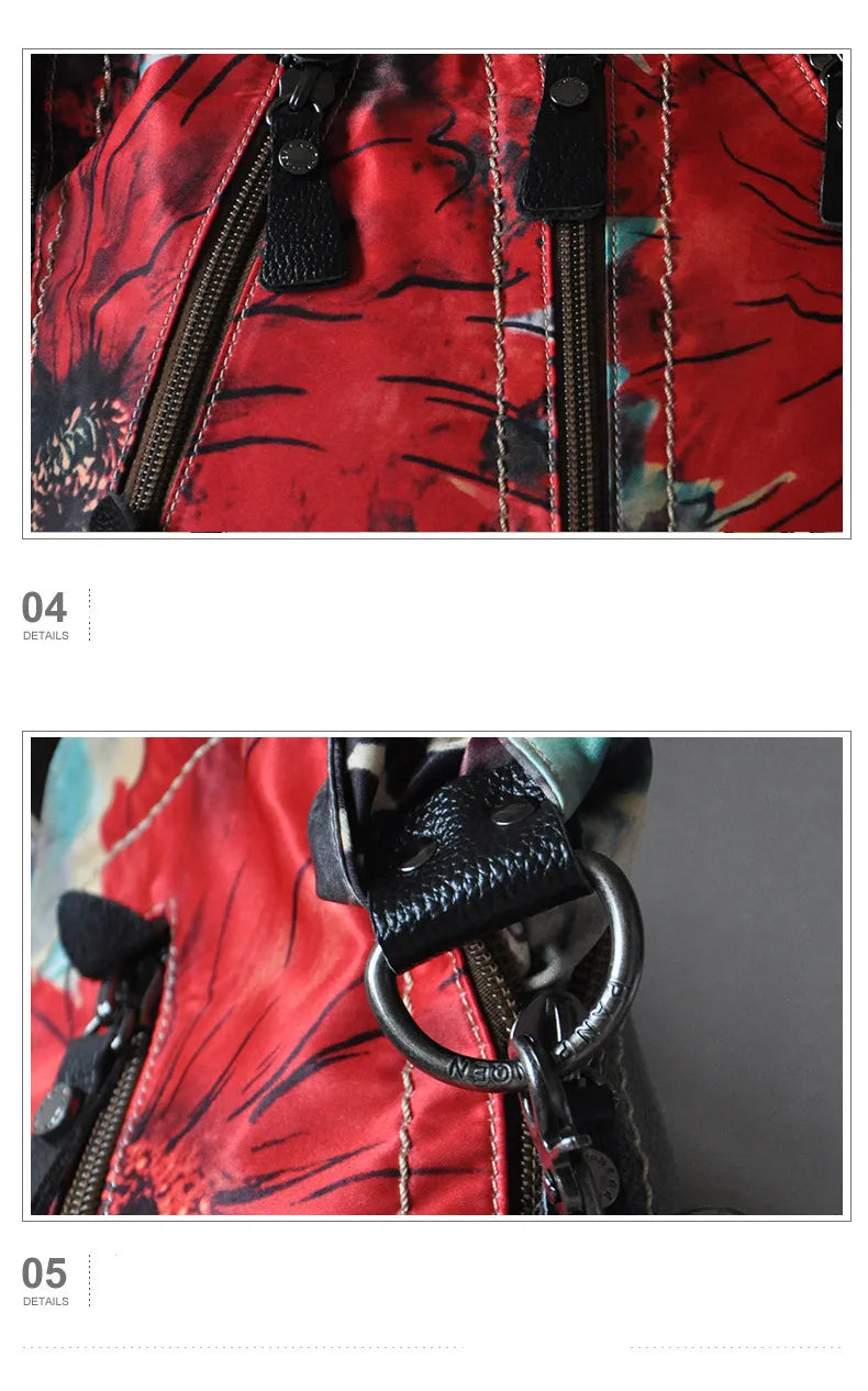 2025 New Genuine Leather With Canvas Women Handbags Luxury Fashion Crossbody Bag Printing Shoulder Portable Slung Bags