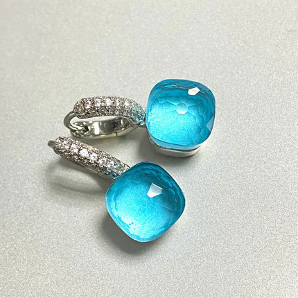 Classic Candy Color Earrings Inlay Transparent Zircon 27Colors Crystal Earrings Platinum Plated Fashion Jewelry For Women PlatiNum