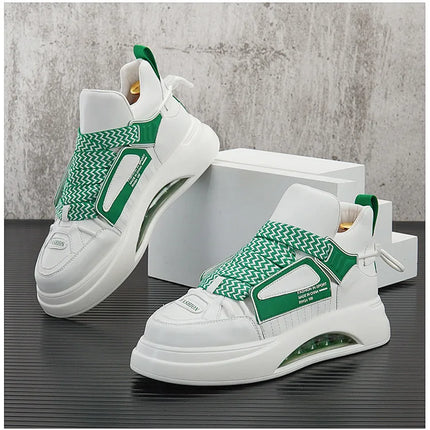 High top White Sneakers Best selling Mens Sneakers With Anti slip Wear resistant Properties Increasing Height by 6 Centimeters