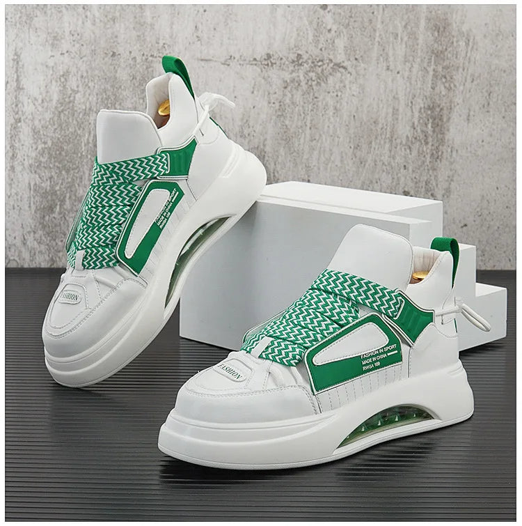 High top White Sneakers Best selling Mens Sneakers With Anti slip Wear resistant Properties Increasing Height by 6 Centimeters
