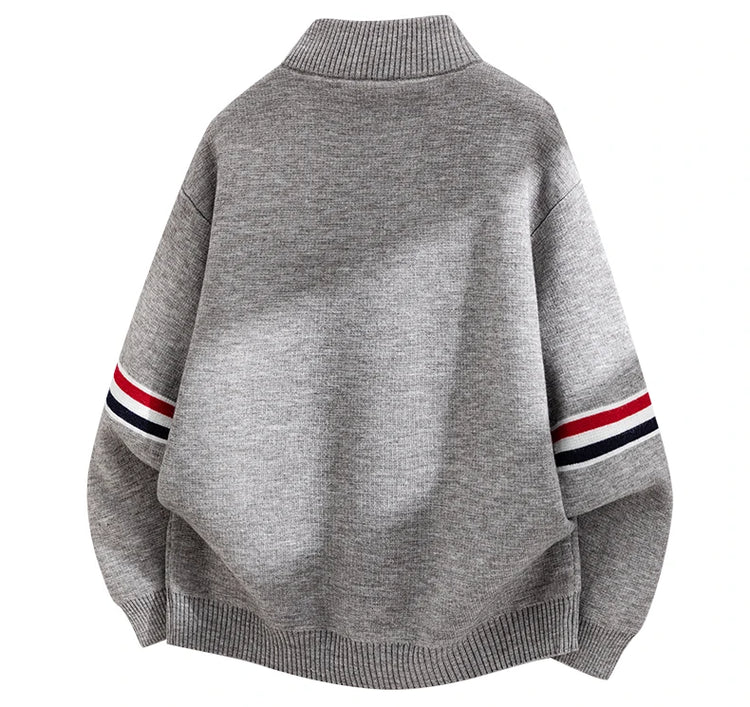 High Quality Fashion Knitted Jacket Men New color blocked striped designer brand casual sweater cardigan autumn warm thick coat