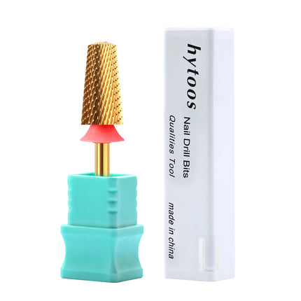 HYTOOS Titanium Safety Tapered Nail Drill Bits Smooth Top Barrel Carbide Bit Gel Removal Electric Drills Accessories Tool