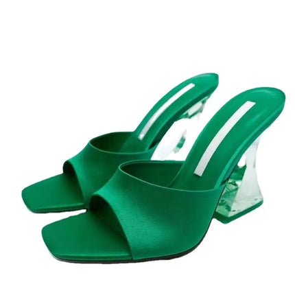 New 2026 Fashion Summer Shoes with Open Toe and Medium Heel, Pleated A-Line Chunky Sandals for Women