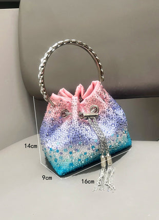 Handle Rhinestones Evening clutch Bag Purses and handbag luxury Designer shoulder bag Shiny Crystal Clutch purse bucket bag PlatiNum