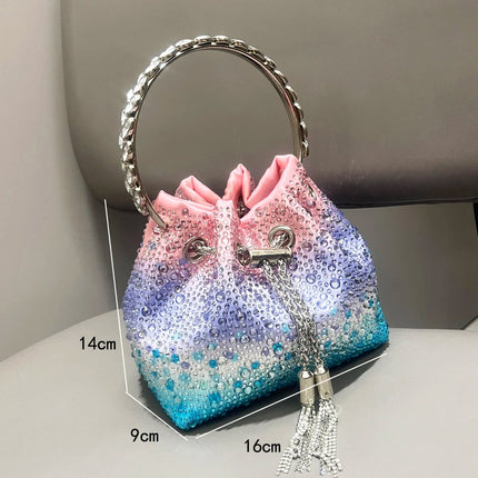 Handle Rhinestones Evening clutch Bag Purses and handbag luxury Designer shoulder bag Shiny Crystal Clutch purse bucket bag PlatiNum
