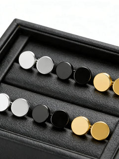 1 paio di orecchini in acciaio inossidabile di diversi tipi, colore nero e oro, per donna e uomo, st
