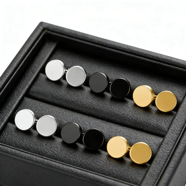 1 paio di orecchini in acciaio inossidabile di diversi tipi, colore nero e oro, per donna e uomo, stile punk gotico, piercing, orecchini finti, gioielli. platinumshop