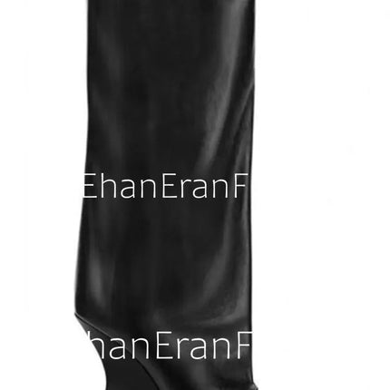 2025Ladies' Spring and Summer New Fish Mouth Slope High Heel Knee Boots, Fashionable Pointed Fashion Show Medium Cool Boots PlatiNum
