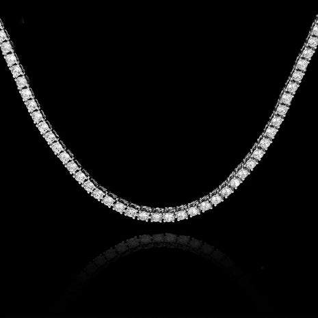 Full Rhinestone 4mm Wide Tennis Link Chain 8/18/20/24 Length Brcelet Necklace Shiny  Fashion Trendy Jewelry Men Women Hip Hop PlatiNum