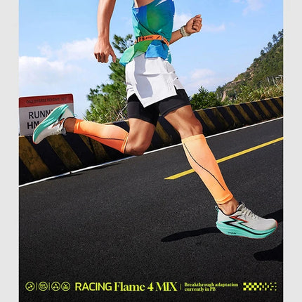 361 Degrees Flame 4.0 MIX Men Running Shoes Carbon Plate Racing Marathon Stable Rebound Wear-resistant Male Sneakers 672512204 PlatiNum