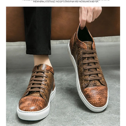 High-Quality Men Skateboard Shoes 2025 Fashion Large Size 46 Men's Leather Casual Shoes High Top Print Designer Luxury Shoes Man