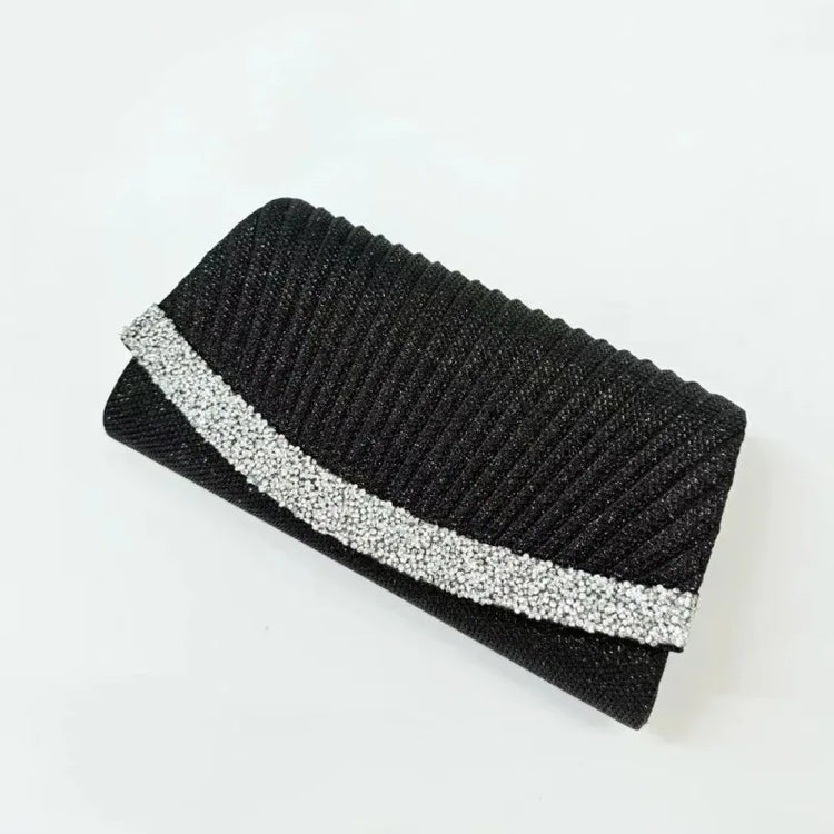 Borsa Clutch Plissettata con Strass, Pochette da Sera Scintillante con Cristalli, Elegante Borsetta da Donna per Cerimonie, Matrimoni e Feste Formali