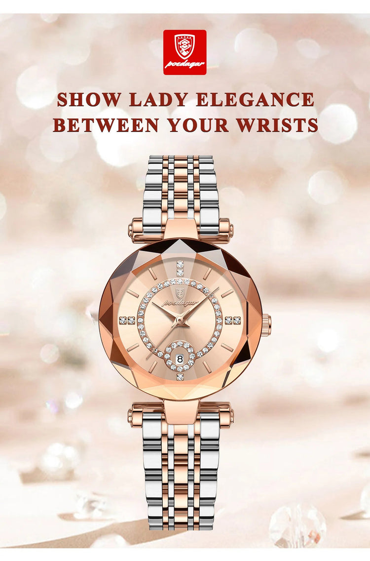 POEDAGAR Orologio da polso originale alla moda per donna Orologio da donna al quarzo con data in acciaio inossidabile impermeabile Orologi da donna casual di lusso platinumshop